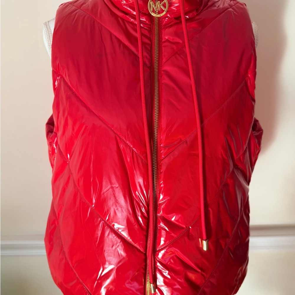 Michael Kors Shiny Red Puffer Vest. New with tags.